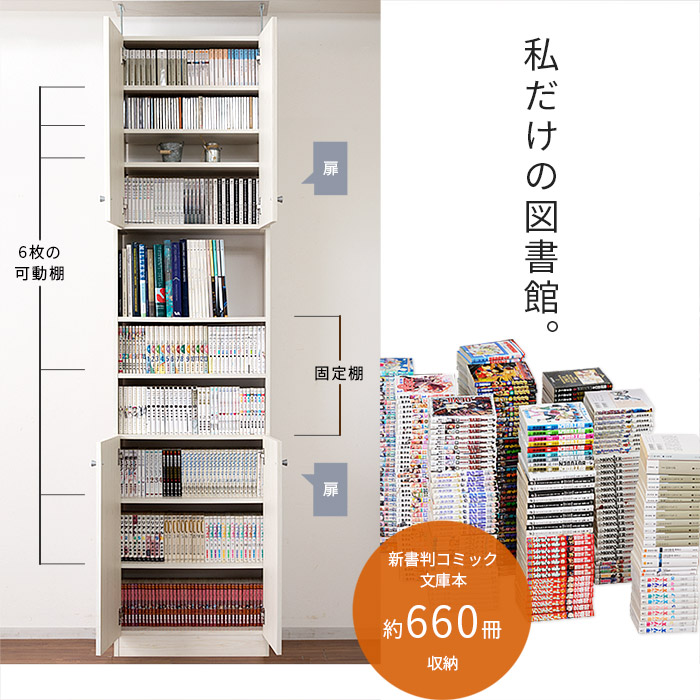 天井つっぱり書棚 スラスト 幅60cm 奥行26cm 扉付き 【00-132】｜激安
